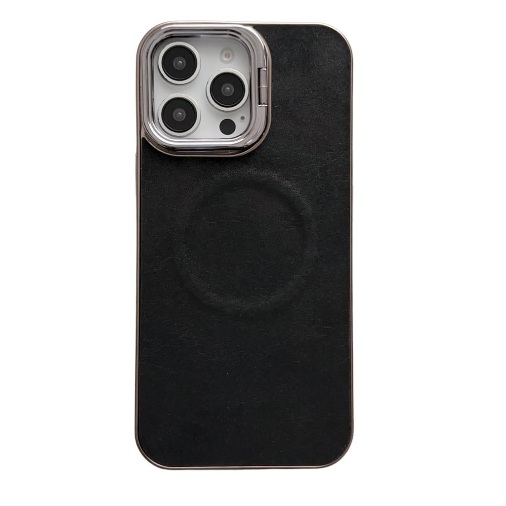New Plated Lens Ring Bracket for Plain Leather Magnetic Suction Mobile Phone Cases IPhone 16 Pro Max, 15, 14, 13, and 12 Series