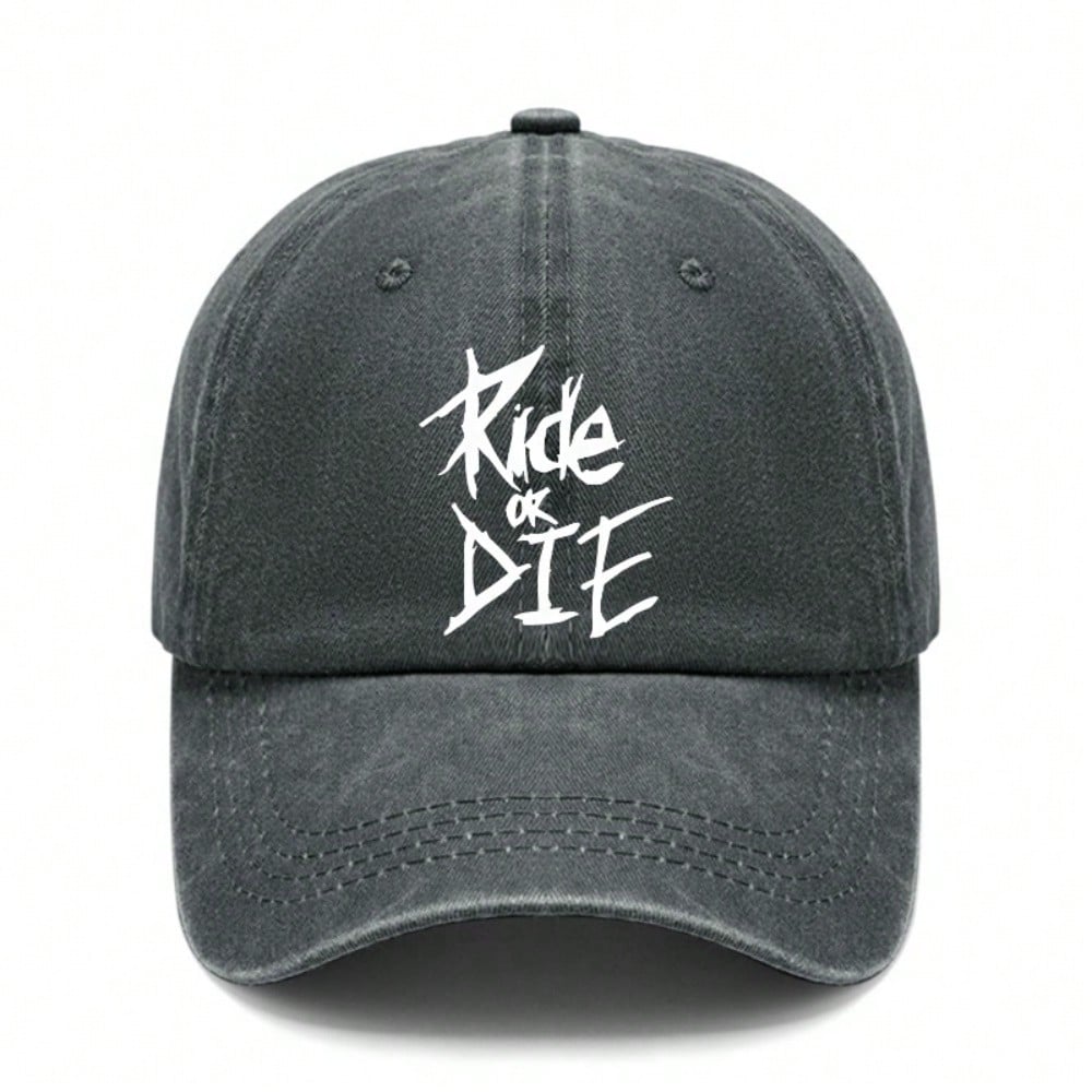 [Vintage Baseball Hat] Letter  Ride OR DIE  Print Unisex Adjustable Cap Breathable Soft Fabric Curved Brim For Casual Outdoor Activities & Concerts