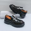 22 new big head leather shoes thick sole heightening patent leather glossy casual thick heel hairstylist tide