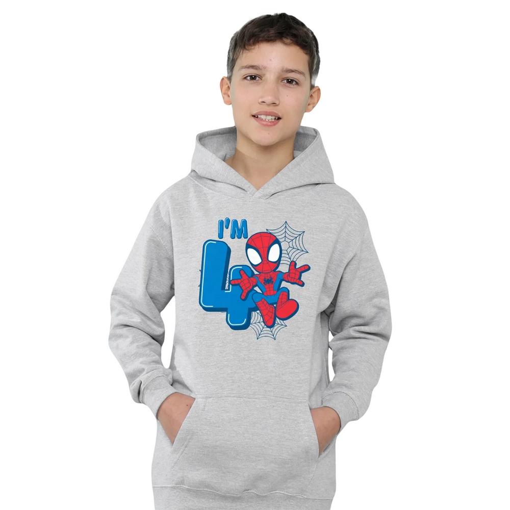 Spider-Man Childrens/Kids Cute Spidey Heather 4th Birthday Pullover Hoodie