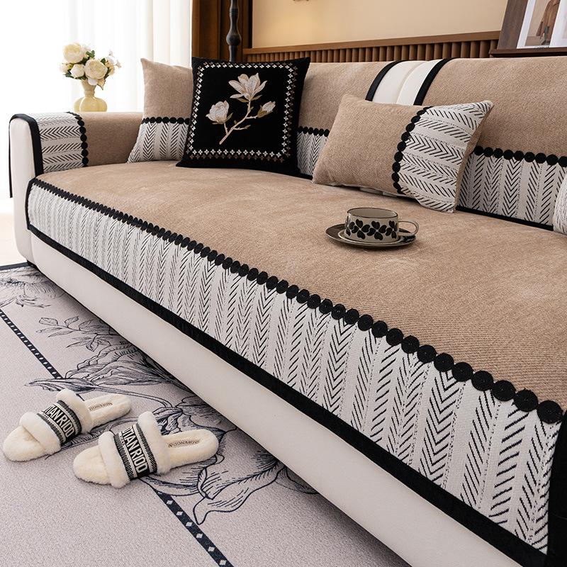 High End Sofa Cushion New Four Season Universal Straight Seat Cushion Fixed Non Slip Leather Sofa Cover Cloth Towel