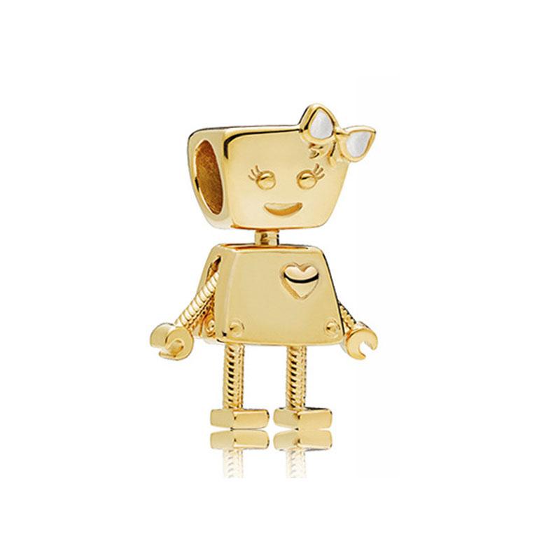 Rose Goldcopper Charm Robot Bead Suitable For Original Europeancopper Bracelet Diy Women'S Jewelry Gift