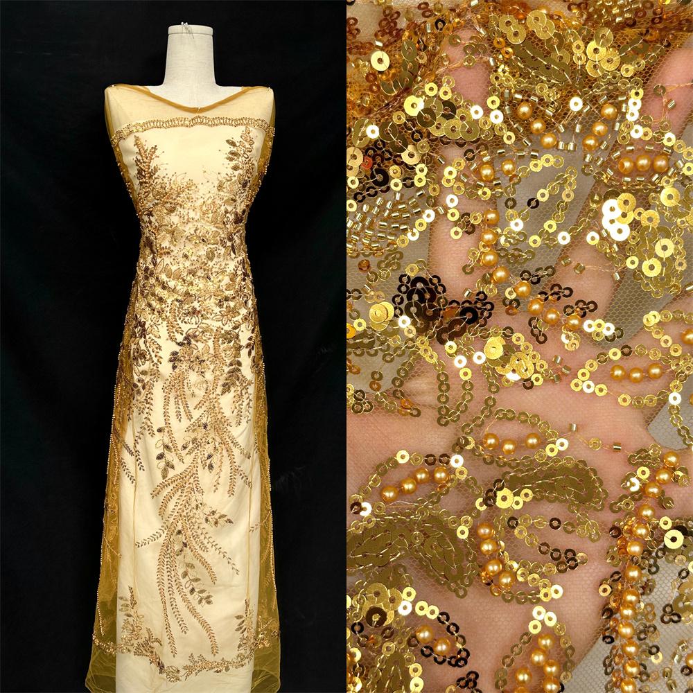 Luxury Hight Quality Nigeria Sequins Net Embroidery Lace Fabric African Mesh Lace Fabric 2025 French Tulle Lac For Women Wedding
