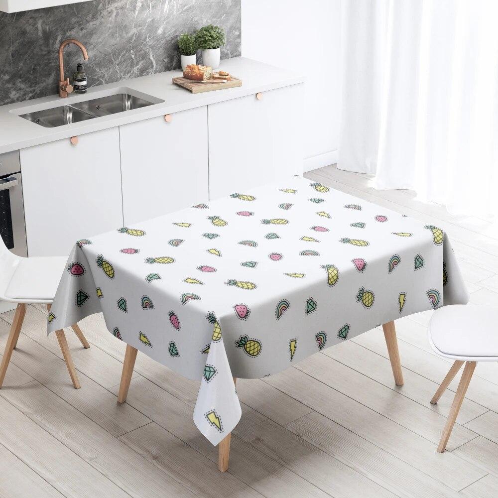 Cartoon Animal Tablecloth Home Decor Stain Resistant Waterproof Table Decoration Rectangular Kitchen Fireplace Countertop