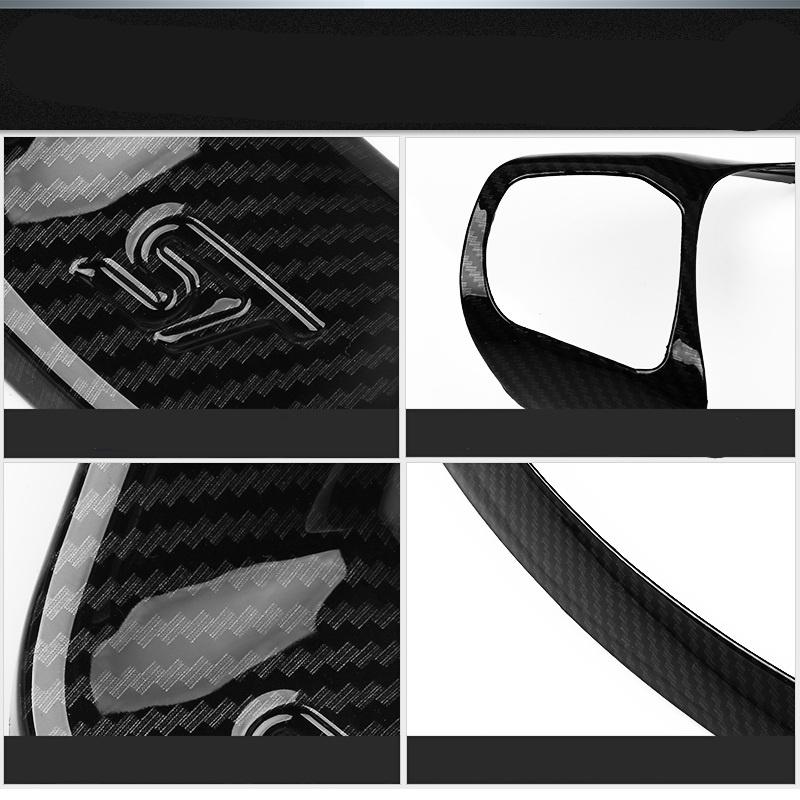 For Focus 2018 2019 Accessorie Car Styling ABS Carbon Fiber Steering Wheel Button Frame Cover Case Trim Sticker