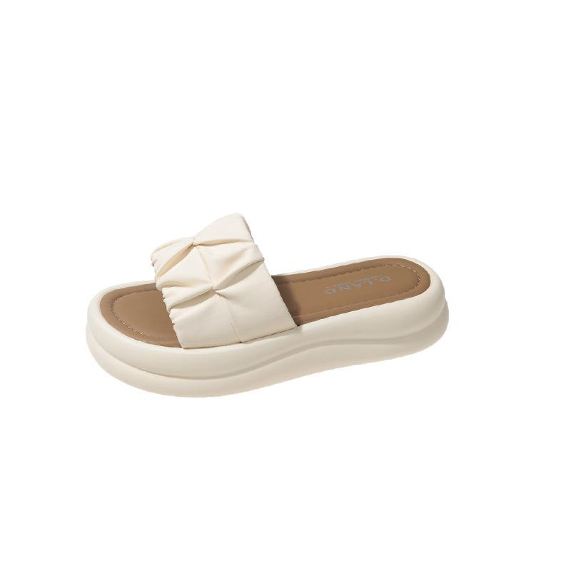 Thick-soled Cool Slippers Women's 2025 New Summer Wear One-word Beach Slippers Enlarged and Widened Sandals