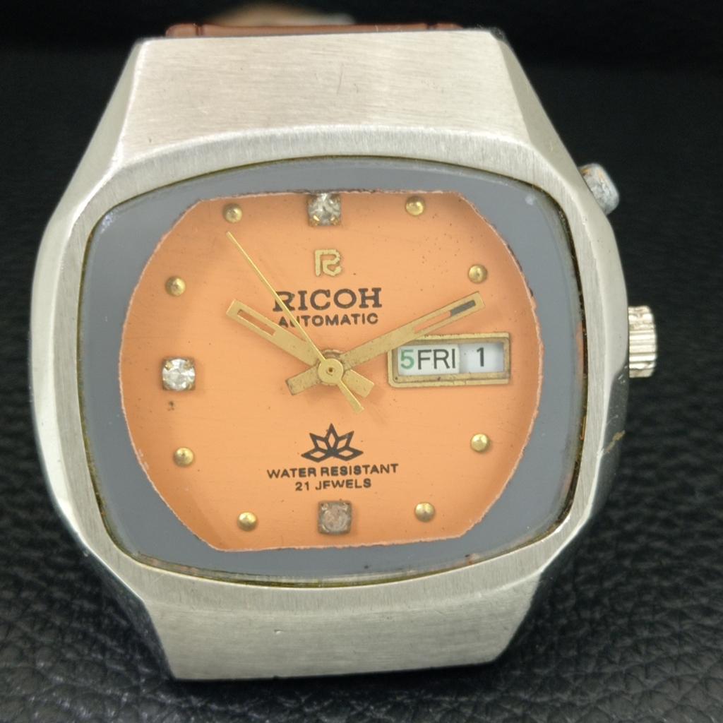 Ricoh R31 AUTOMATIC JAPAN MENS VINTAGE ORANGE COLOR DIAL WATCH A704875-1