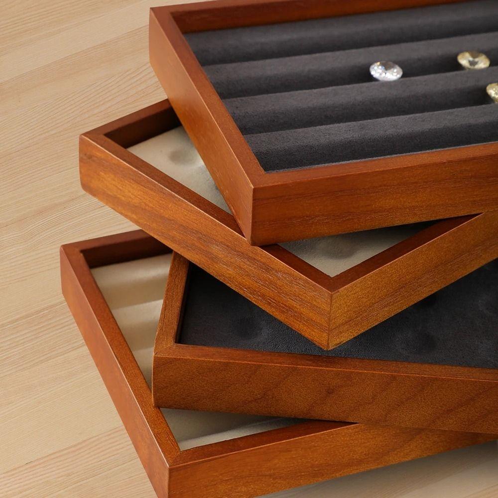 Stackable Flat Jewelry Tray Microfiber Valet Beads Storage Board Jewelry Display Props  Rings