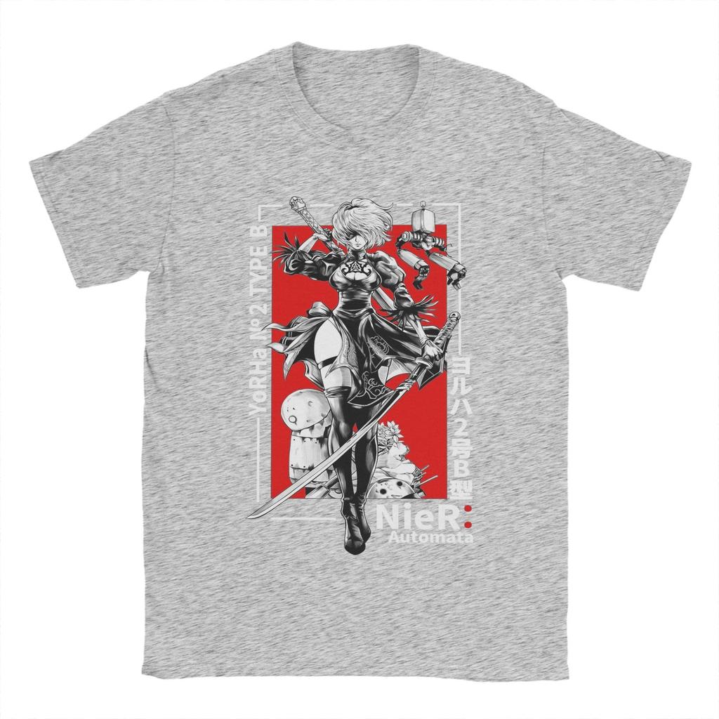 Nier Automatas Men's T Shirt  Creative Tees Short Sleeve Crew Neck T-Shirts Pure Cotton Printed Tops