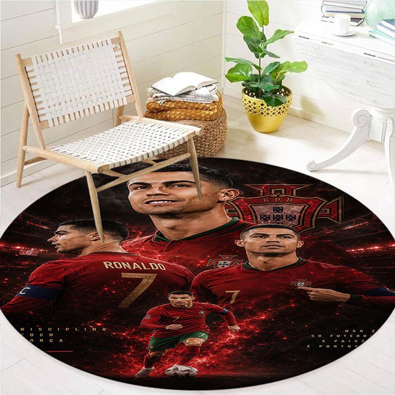 CR7 Round Area Rug,Carpet Rug for Living Room Bedroom Sofa Playroom Decor,Non-slip Floor Mat