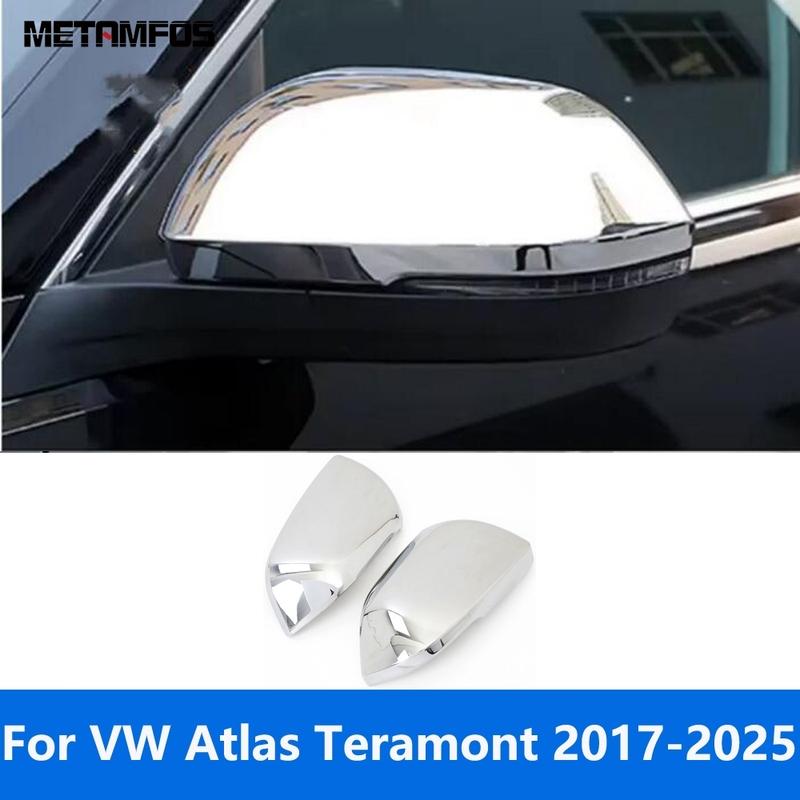 Rearview Side View Mirror Cover Trim For Volkswagen VW Atlas Teramont 2017-2024 2025 Chrome Protector Accessories Car Styling