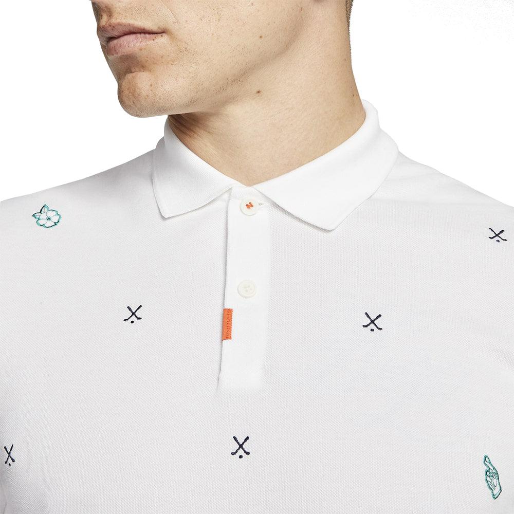Nike Geometric Pattern Embroidered Short Sleeve Polo Men Tops White CI9783-100