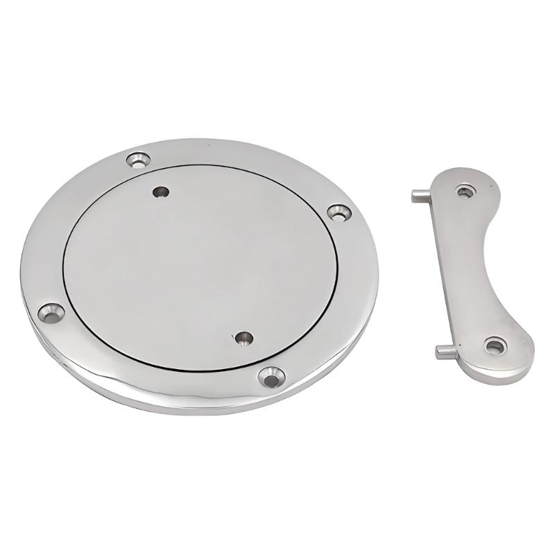 316 Stainless Steel Marine Access Cover with Flush Mount Frame and Threaded Lid for Boat Deck Inspection Openings