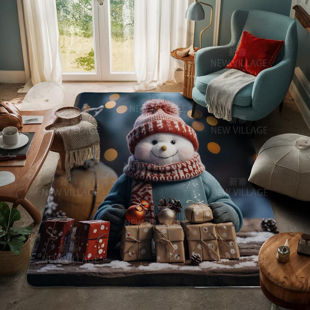 House Entrance Carpet Home Door Mat Living Room Bath Foot Bathroom Non-slip Water Absorption Rugs Bath Merry Christmas Winter