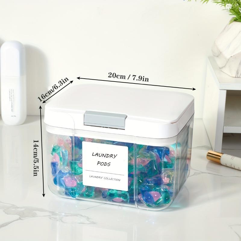 3pcs Large Capacity Laundry Pod Containers with Automatic Pop-Up Lid Sealed & Organized Laundry Room Storage Transparent Plastic