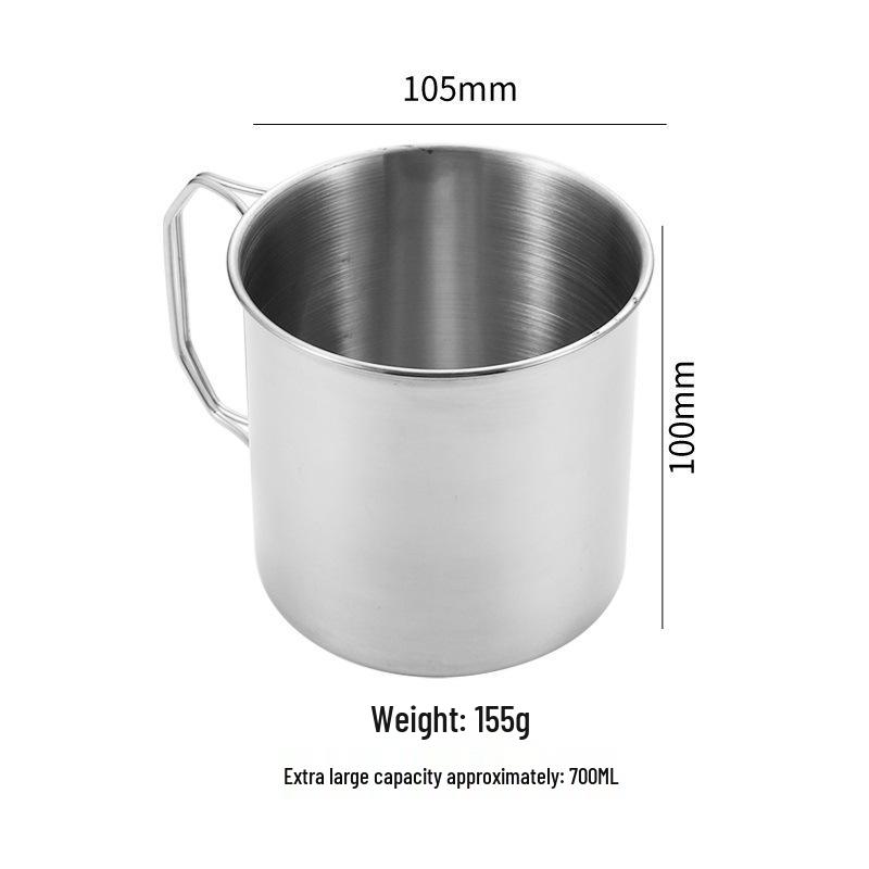 304 Stainless Steel Folding Cup with Drawstring Bag - Portable Outdoor Coffee/Mug for Camping & Picnics