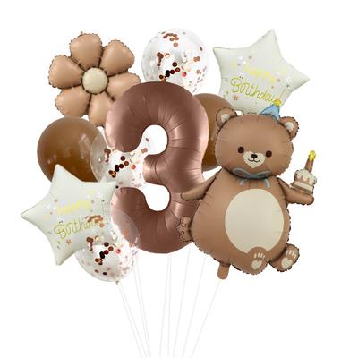 Magic Cake Bear Aluminum Film Balloon Set 32 Inch Digital Daisy Children'S Birthday Party Photo Props Cartoon
