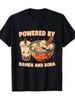 Men'S Casual Black Short-Sleeve T-Shirt Featuring Ramen And Boba Prints