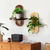 1PC Solid Sturdy Shelf Natural Wood Bohemian Wall Minimalist Rattan Weave Space-Saving Mounted Multi-Purpose