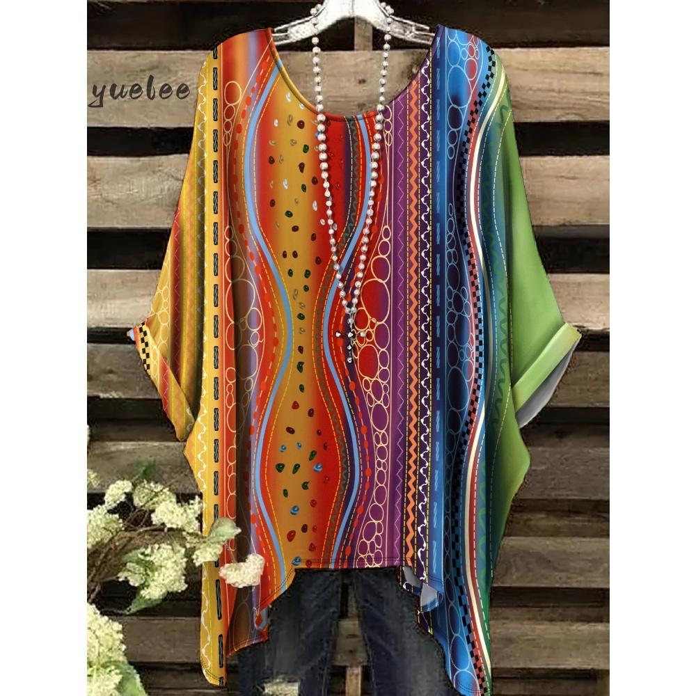 Damenbekleidung Bohemian Floral Tunika Übergröße Damen Bohemian Floralprint Tunika T-Shirt Kurzarm O-Ausschnitt Freizeitkleidung