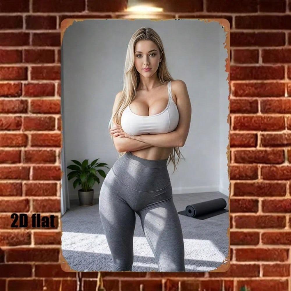 Fashion Fitness Woman Metal Poster Wall Decor
