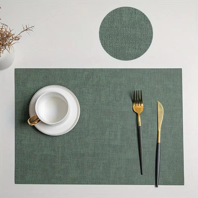 Placemats, Faux Leather Table mats Set,  Place Mats Non-slip Thermal Stain-resistant Easy to Clean Table mat for Table,kitchens 1pcs 43x30CM зелёный