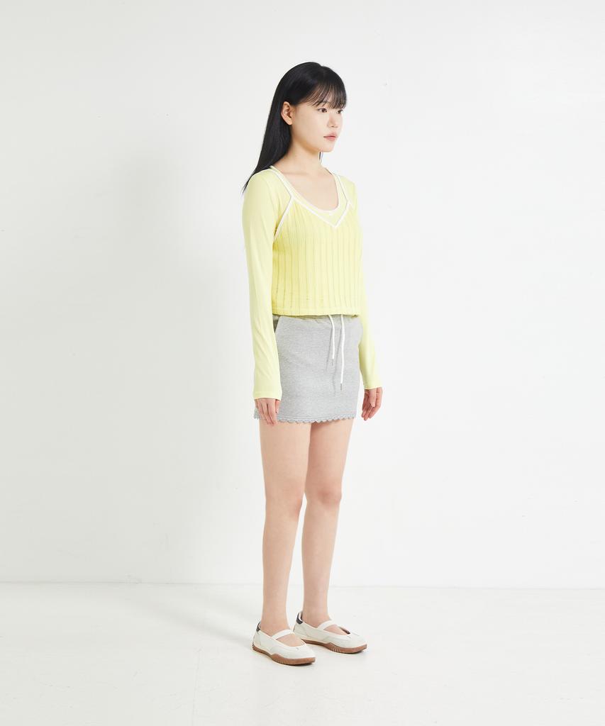 Cotton Rivers Club Lace French Terry Skirt (Melange)