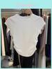 Streetwear Gothic Style T Shirt With Pleated Short Sleeves For Casual Summer Wear