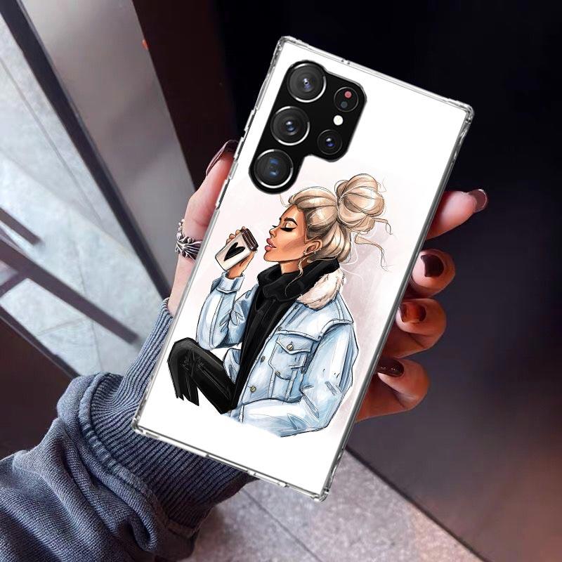 Girl Boss Weiblich Kaffee Handyhülle Für Samsung Galaxy S23 S24 S25 Edge S26 Ultra S22 + S21 Plus S20 FE Hülle Silikon Druck Shel