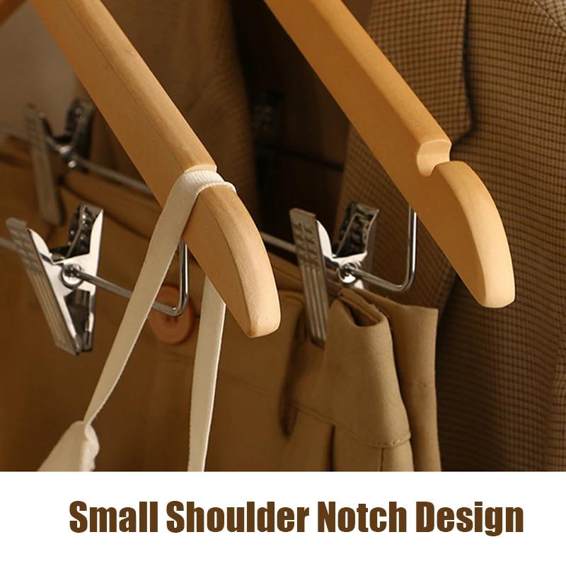 High-Grade Wooden Suit Hangers,Skirt Hanger with Clips 5/10/20 Pack,Wooden Trouser Rack with Shoulder Notches for Dress Jacket