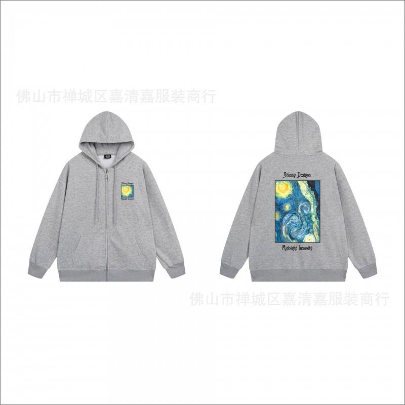 Unisex mikina s kapucí na zip s potiskem Bavlněný svetr Lehká podzimní zimní neformální svrchní oblečení