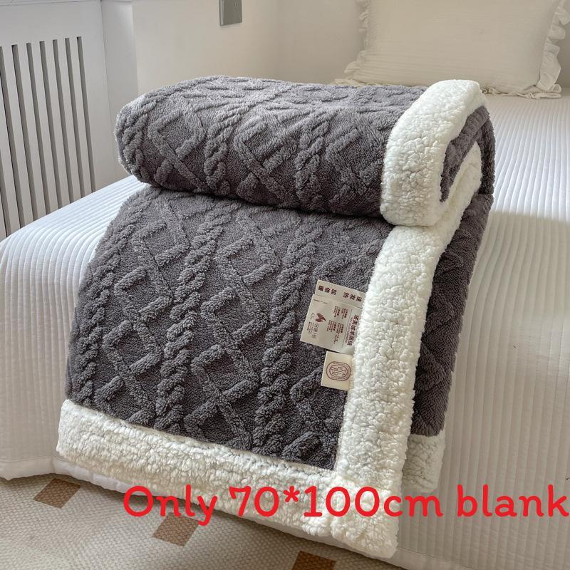Jacquard Color Solid Thickened 70x100cm Blanket Double Sided Fluff Plush Office