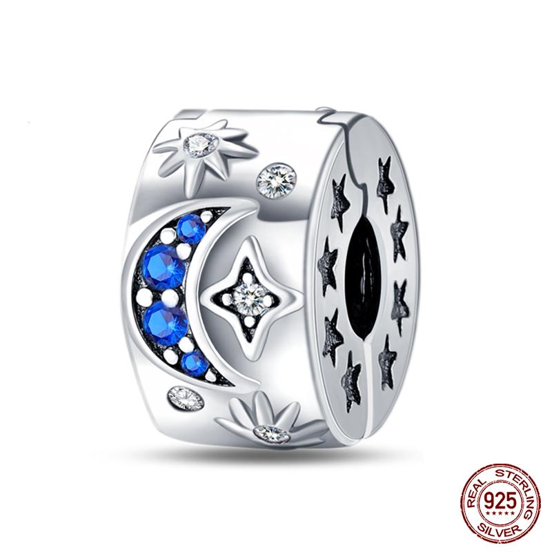 Fashion Copper Sparkling Zircon Star Moon Series Charms Beads Fit Qikaola Original Bracelets Diy Birthday Jewelry