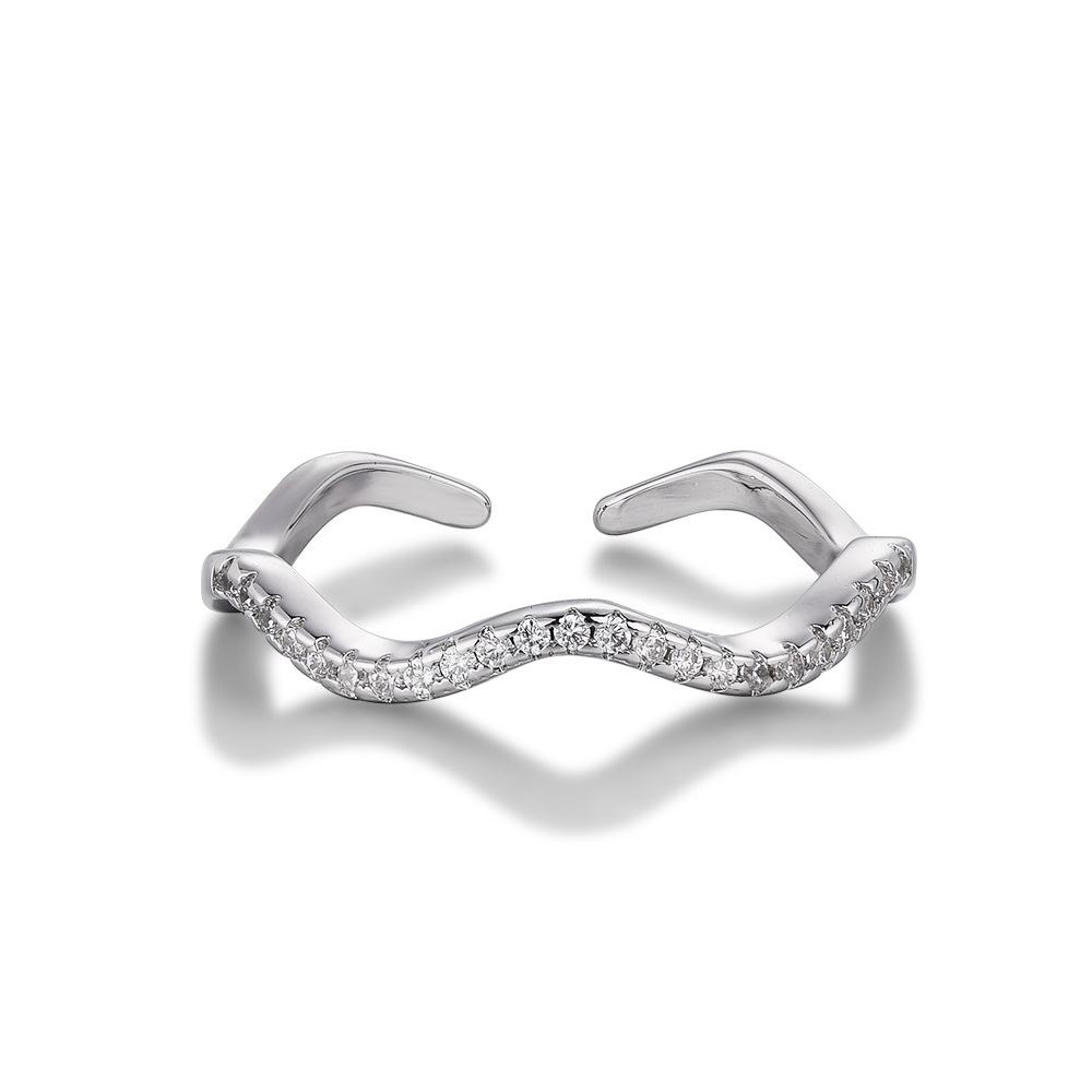 Gold-plated Seiko Full Diamond Wave Opening Ring Niche Non-fading Ring