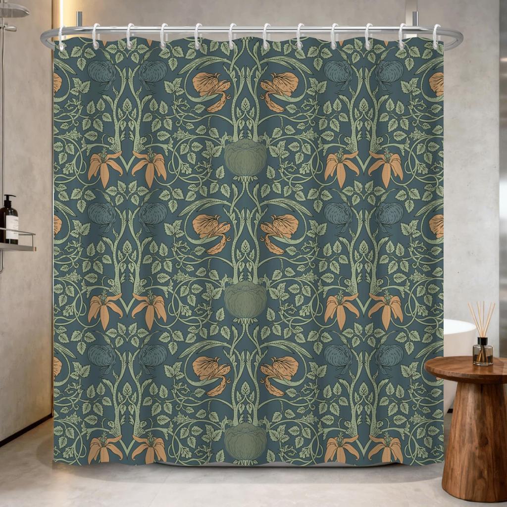 Boho Shower Curtain - Celestial Moon & Botanical Vine Print Waterproof Bathroom Curtain with Rust-Proof Hooks Included,Bohemian