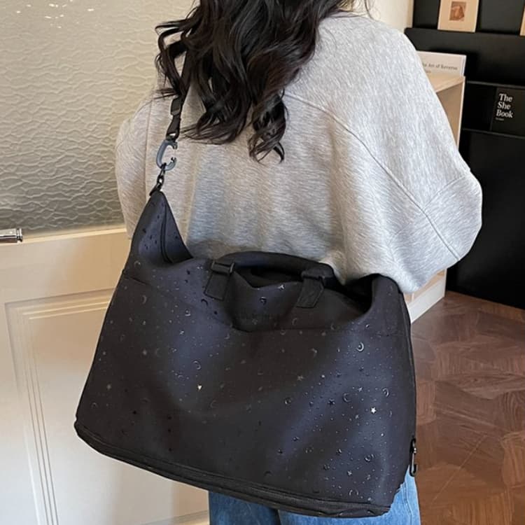 

Star and moon printing large-capacity travel bag women s fitness bag чёрный