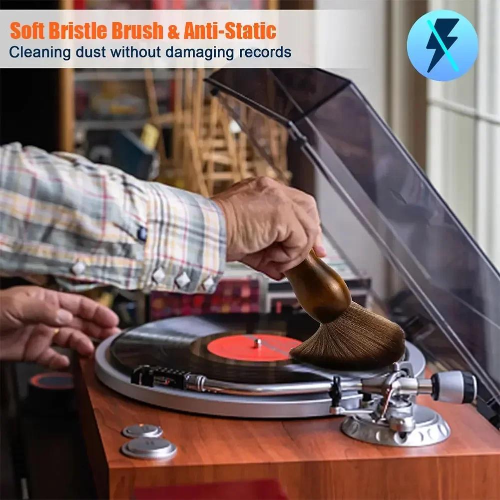 Anti-static Soft Fur Camphorwood Cleaning Brush Sweep For CD LP Vinyl Turntable Player Computer Keyboard Dustproof Accessories