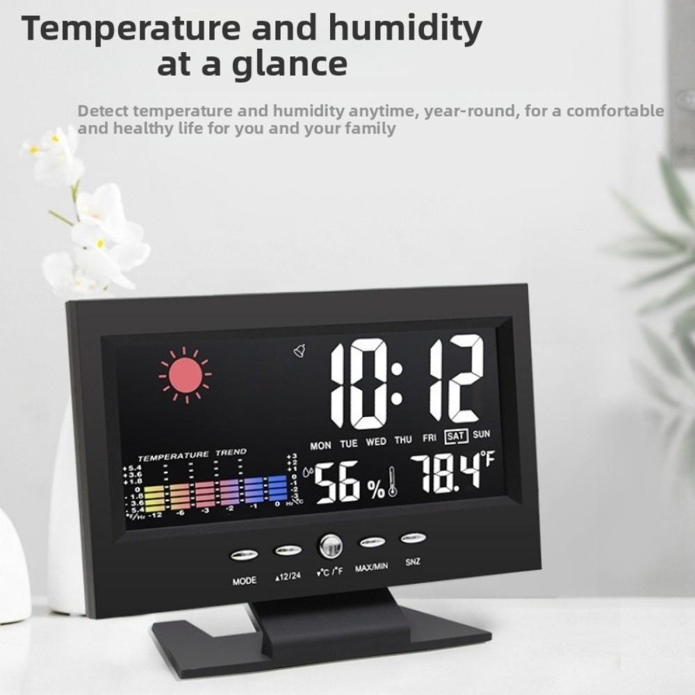 High Definition Display Color Screen Alarm Clock Temperature Humidity Clock Indoor Use