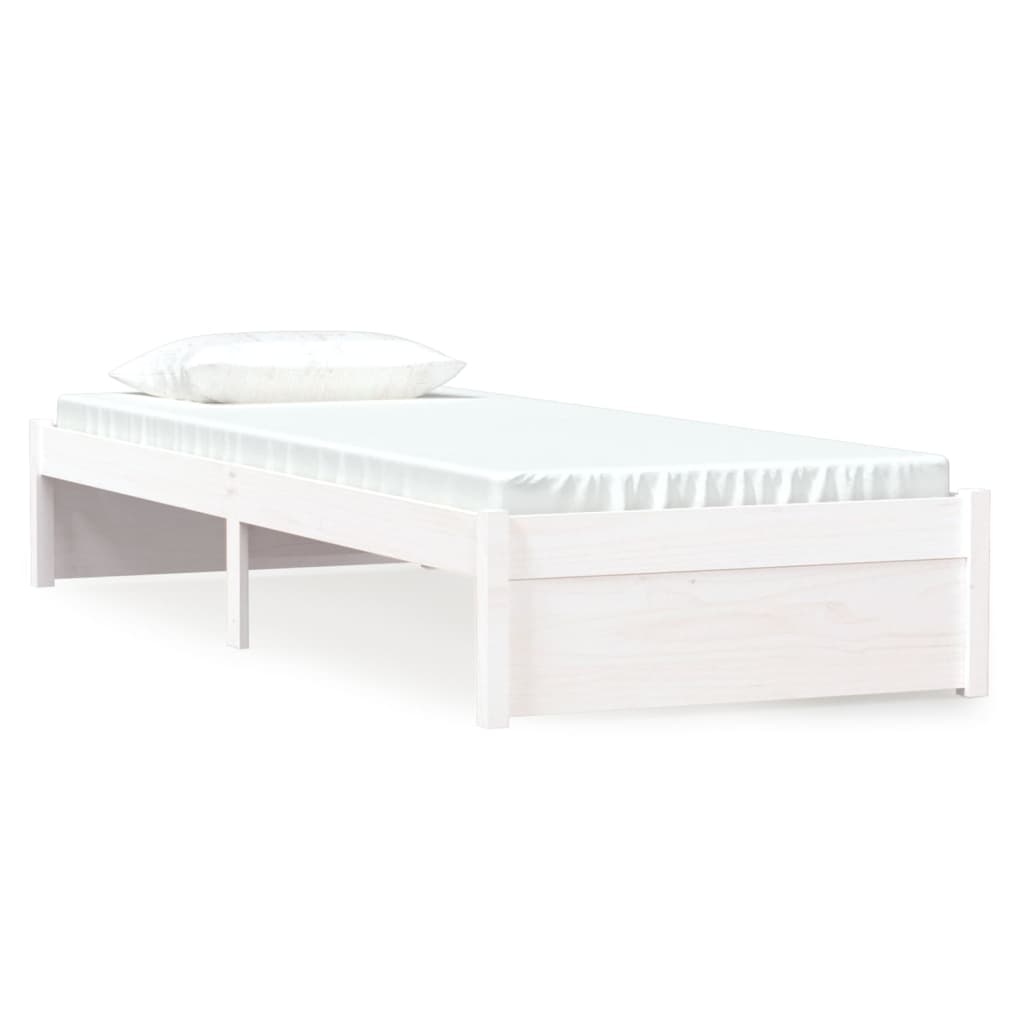 Solid Wood Bed Frame Without Mattress White 75 X 190 Cm