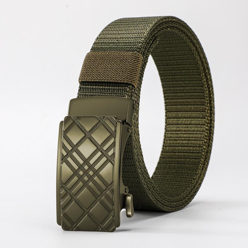 Wind Men'S Automatic Buckle Tactical Belt Thickened Imitation Nylon Belt