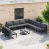 9 Piece Garden Sofa Set with Cushions Black Steel
