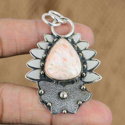 Anniversary Gift For Her Natural Scolecite Gemstone Pendant 925 Sterling Silver