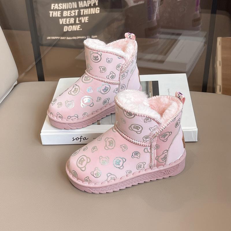 Girls' Winter Snow Boots Soft Sole Plus Velvet Thickened Shoes for Middle and Large Children Boys Cotton Shoes