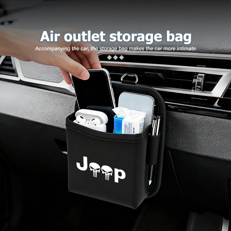 Car Air Vent Outlet Storage Bag Door Side Key Storage Box For Jeep Grand Cherokee Wrangler JK Renegade Gladiator Compass