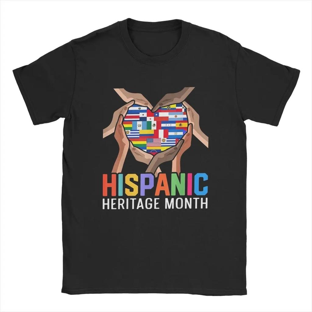 Men T-Shirts Latina Power Women Flowers Unique Cotton Tee Shirt Short Sleeve Hispanic Heritage Month T Shirts merchandise Gift