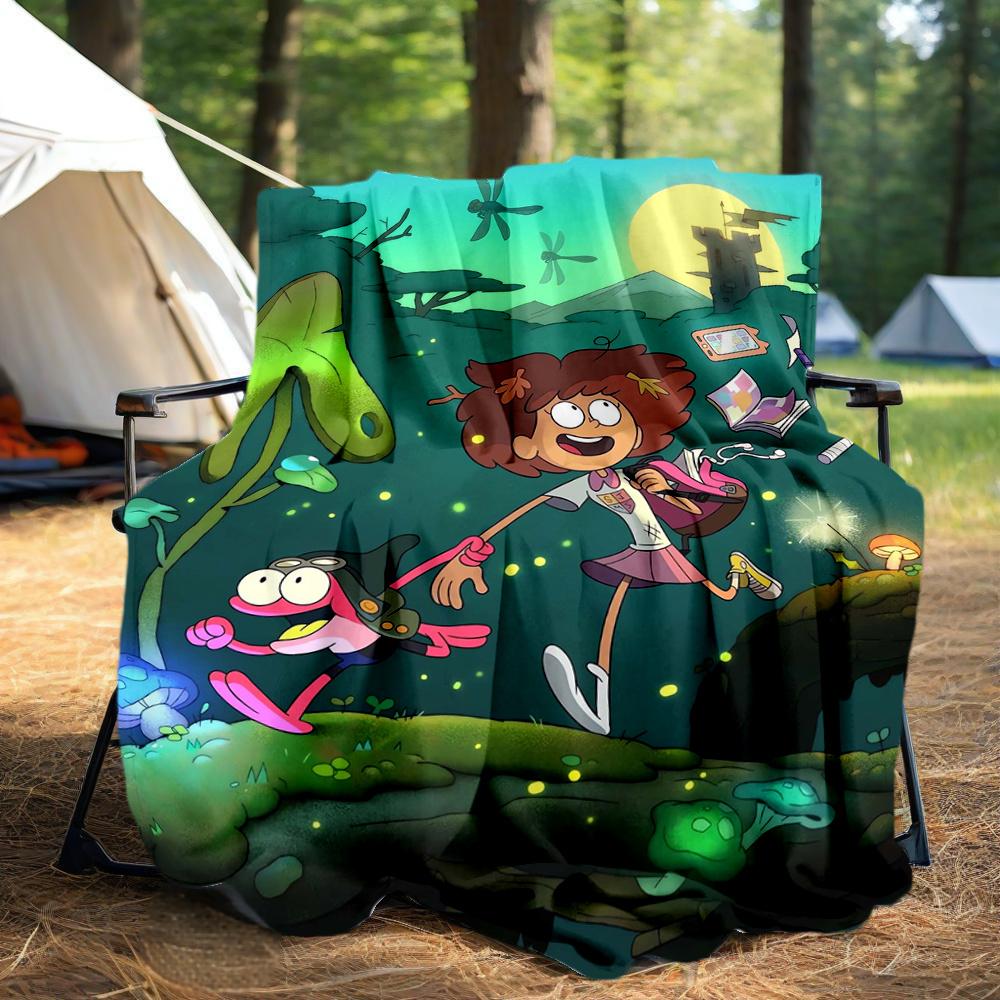 1pc, Amphibia Anne Boonchuy and Sprig Plantar Blanket, Seasonal Home Decorative Throw Blanket, Living Room, Outdoor, Travel, Camping, Car Blankets, Be 130x150cm