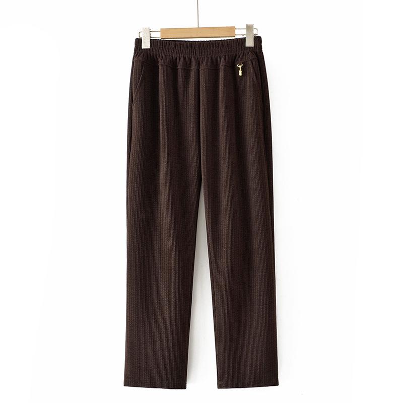 Mom's High-Waisted Striped Corduroy Pants - Spring & Autumn Casual for Middle-aged & Elderly
