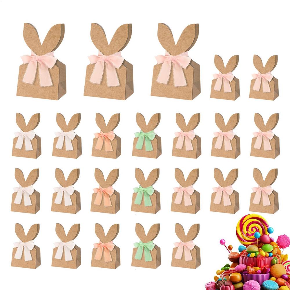 Easter Treat Bags 24 Pieces Paper Bunny Ears Easter Reusable Bags Candy Wrap For Kids Birthday Holiday Party Favors Treat Goodie