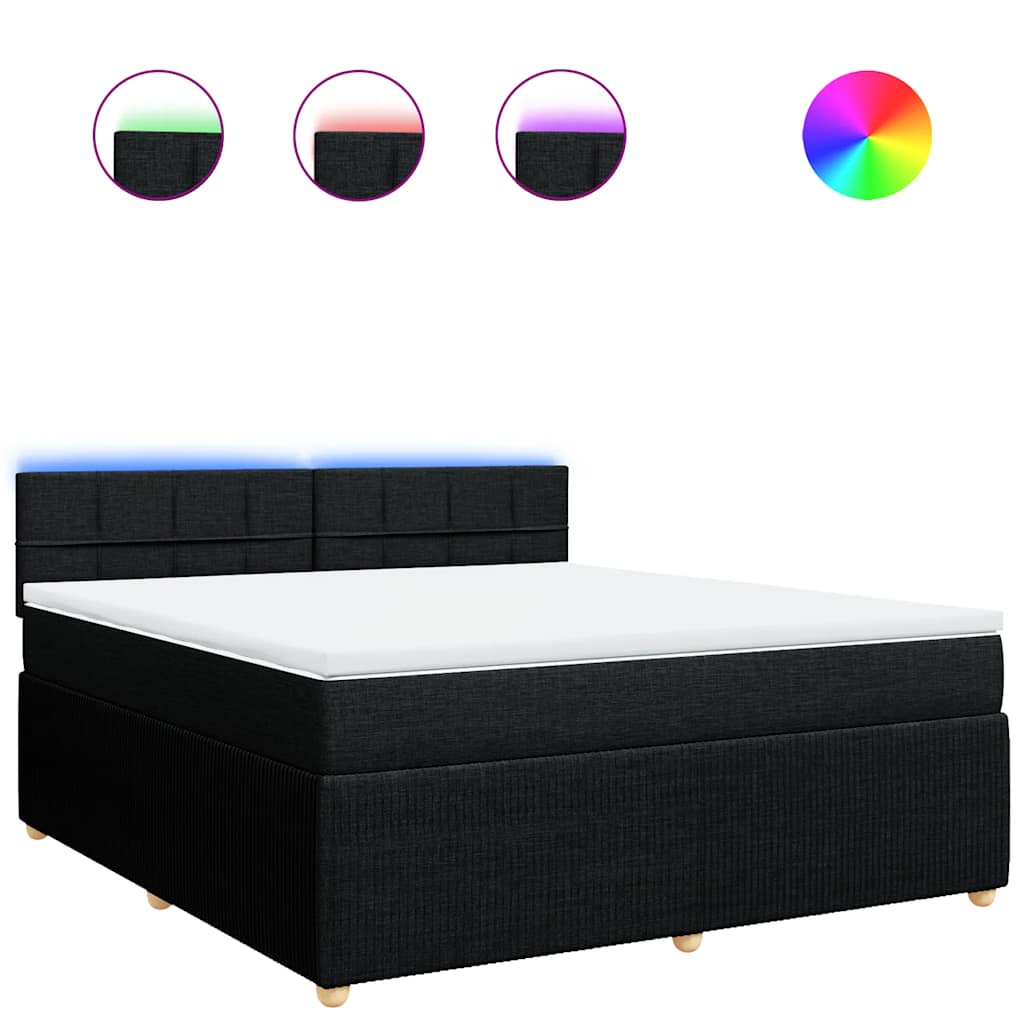 Vidaxl Continental Bed with Mattress, Black, Fabric 180X200 Cm