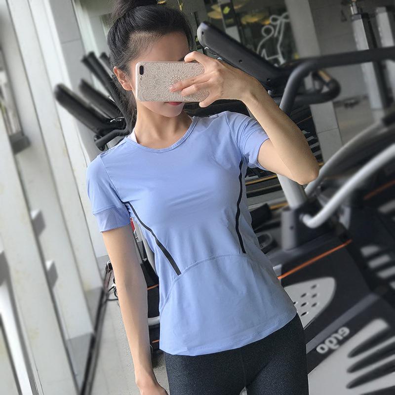 

Женская быстросохнущая спортивная футболка для похудения для бега и йоги L небесно-голубой